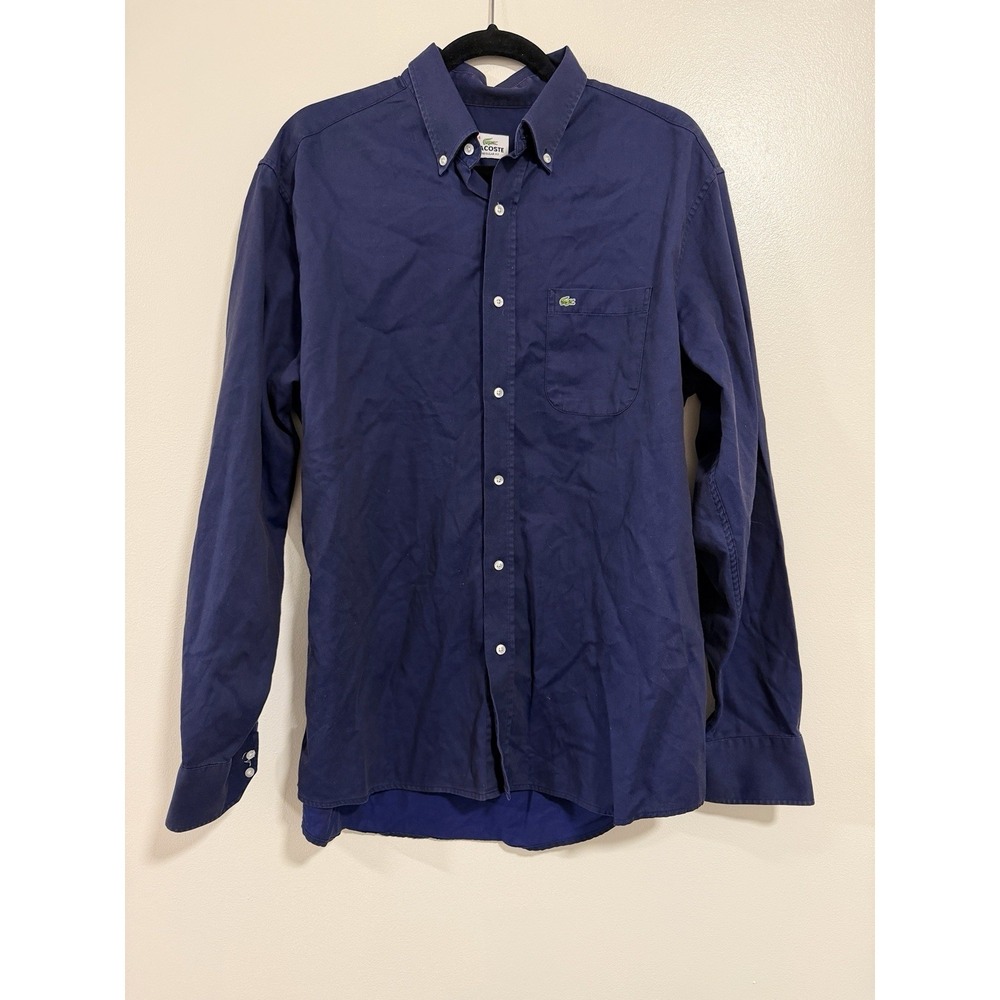 Lacoste Blue Shirt Mens Size 44 XL Embroidered Gator Classic Academia Old Money